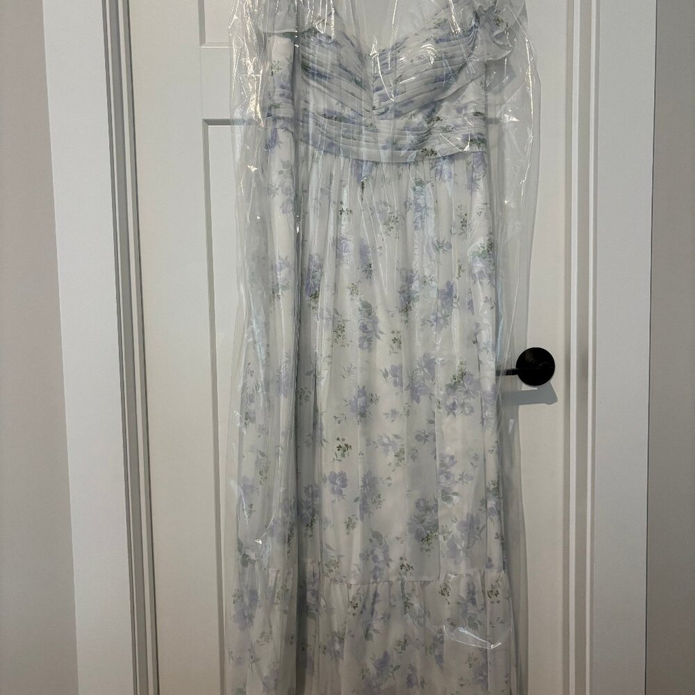 Azazie Anaya Dress in Blue Vintage Floral , Size A14 - Picture 4 of 4